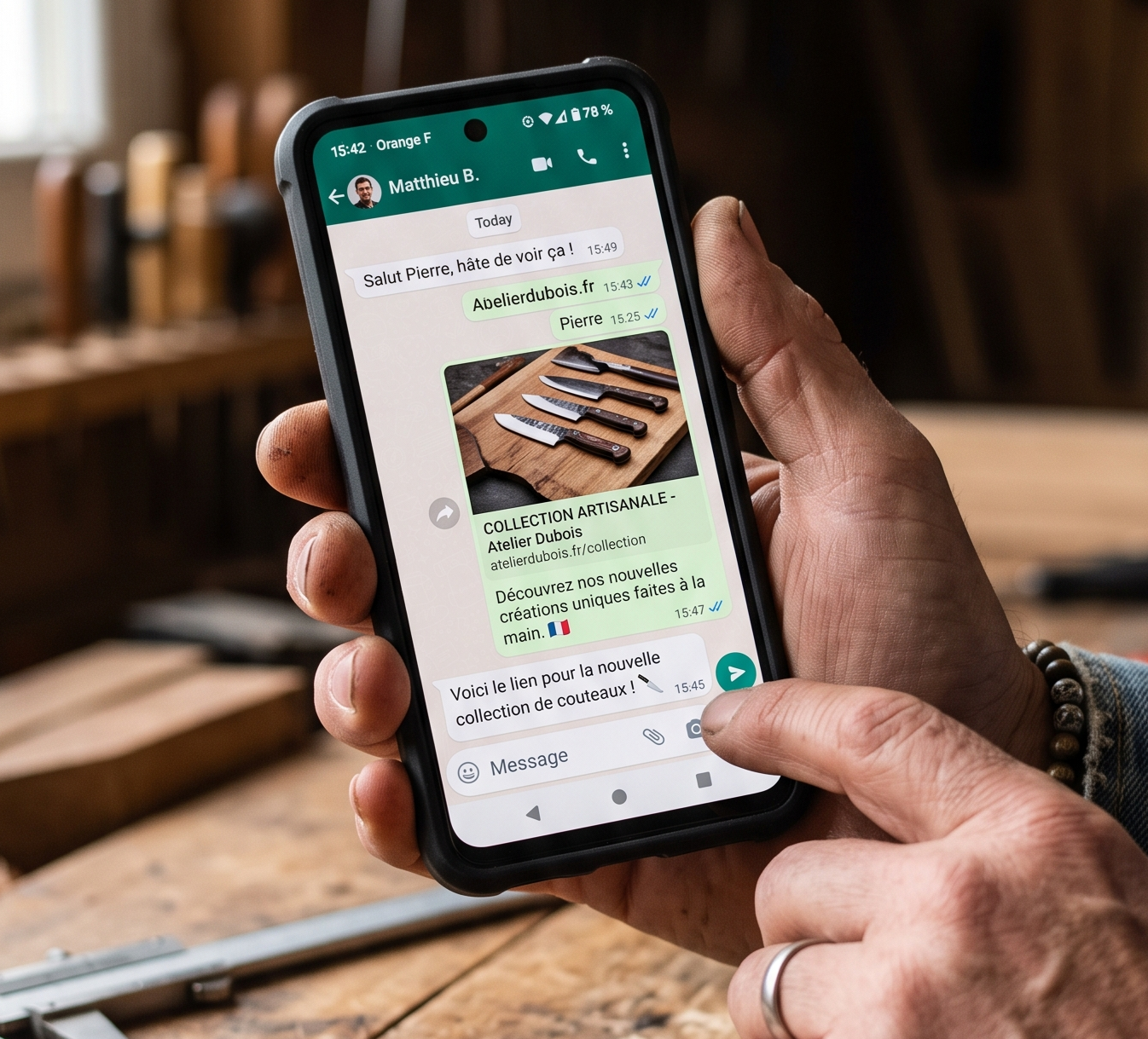 Partage du lien live sur WhatsApp